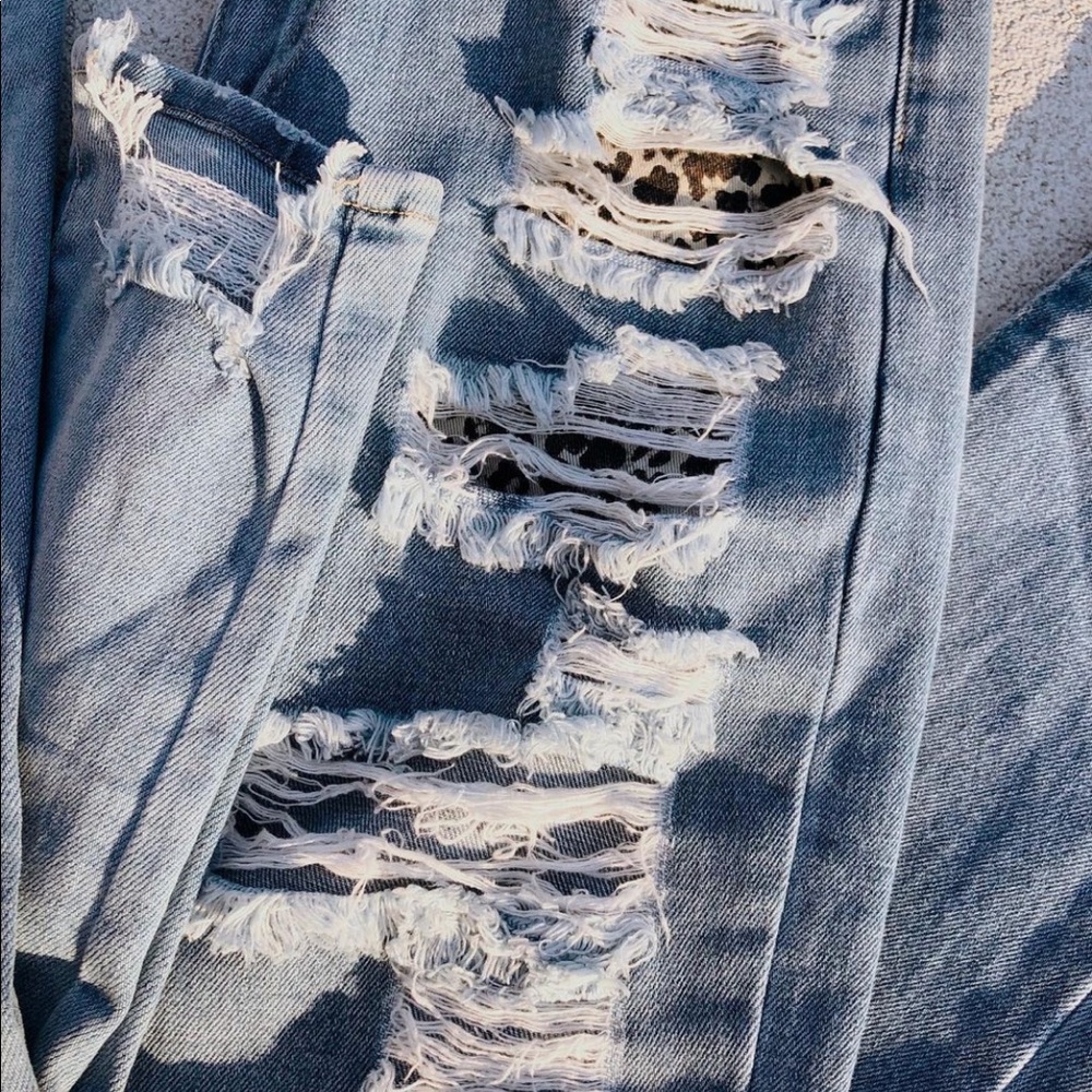 A5 - 253 JBD just black denim leopard pocket distressed jeans size 27 - Picture 4 of 16